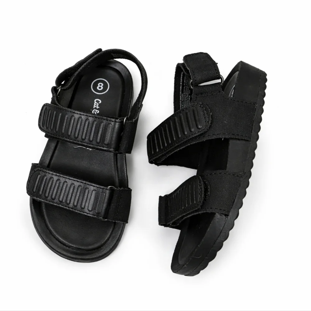 Cat & Jack Toddler Sandals Size 8 Black Sport Hook & Loop Unisex Kids